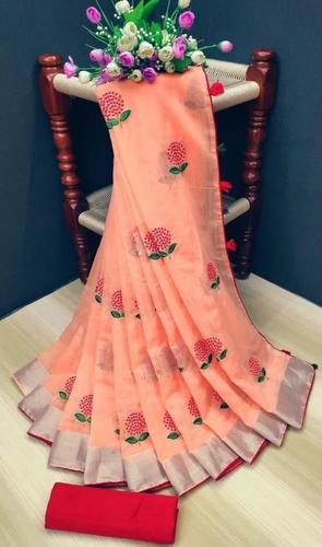 DC - FLOWER linen silk saree