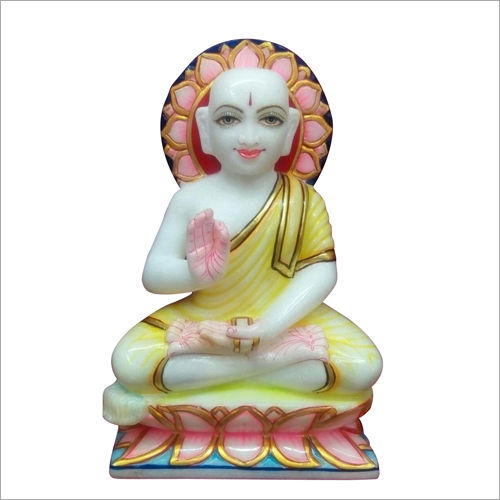 Indian Polished Marble Gautam Swami Statue