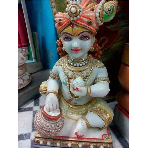 Polished Marble Laddu Gopal Statue