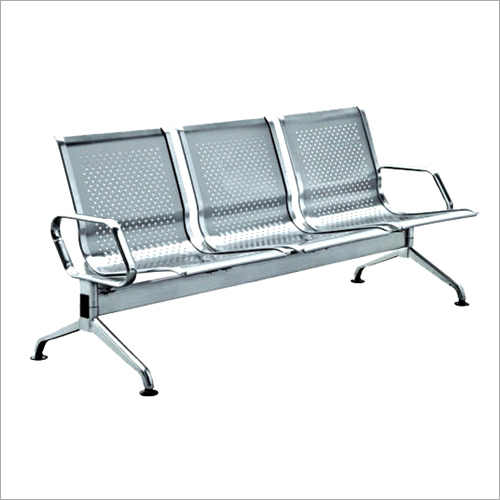 Polished Stainless Steel 3 Seater Visitor Chair