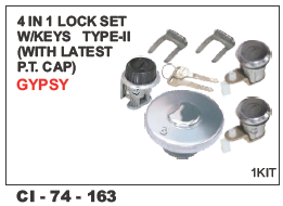 4 in 1 Lock Set w/Keys Type-II Pt Cap Gypsy (Cidis) - For 4 Wheeler Vehicles | Warranty Included Bulk Quantity Available