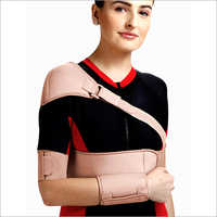 Elastic Shoulder Immobilizer - Neoprene, Adjustable Size, Beige Color - Comfortable Padding, Secure Buckle Closure