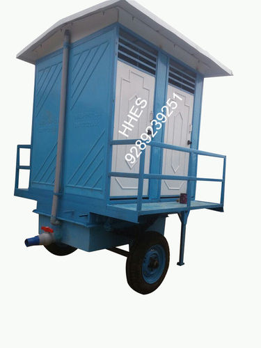 Blue Four Seated Mobile Toilet Trolley