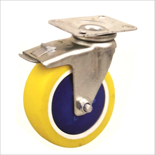 6 X 2 Inch Swivel Head Brake Zinc Plated Pressed Steel Castor Wheel