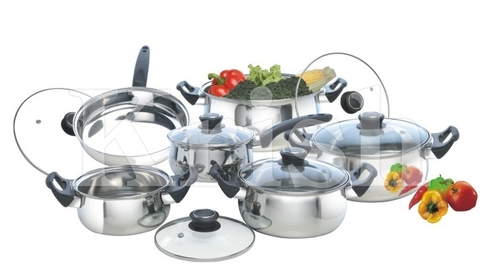 As Per Requirement Encapsulated Belly Cookware Set With Steel Handles-7/8/10/12 Pcs Set