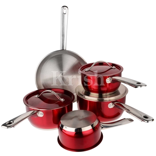 Encapsulated Cherry Cookware set with steel Handles 7/8/10/12 Pcs Set