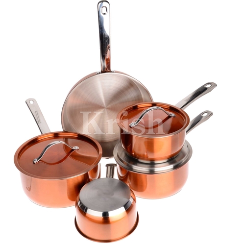 As Per Requirement Encapsulated Orange Cookware Set With Steel Handles