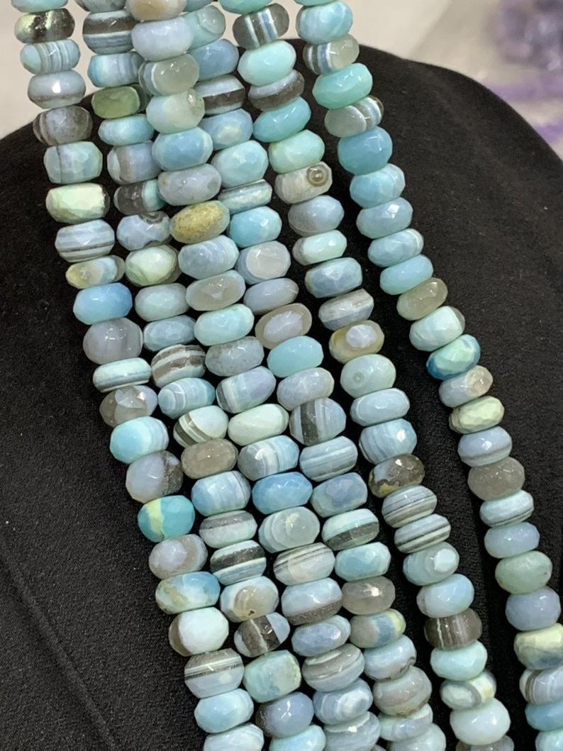 8 inches natural Bio opal rondelle faceted beads,bio opal beads,7-8mm