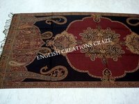 Pashmina Shawl - Pashmina Wool 70x180 cm Multi Color Embroidered Pattern Light Weight Fringe Closure Stylish Accessory for Women