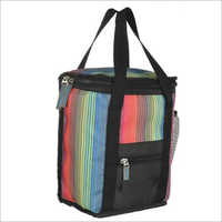 Multicolor School Lunch Bag - Polyester, Waterproof, Striped Design | Multi-color, Loop Handle, Lightweight, Personal Use