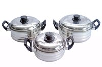 Deep Queen Dish Set With Bakelite Handle-4 Pcs - Color: As Per Requirement