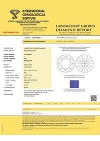 CVD Diamond 1.3ct I VS1 Round Brilliant Cut IGI Certified Stone