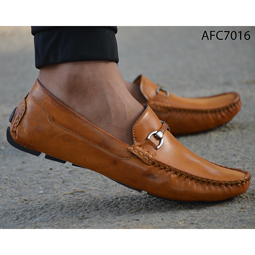 Mens Casual Light Brown Leather Loafers