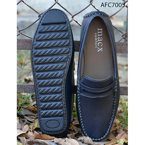 Mens Navy Blue Leather Loafers