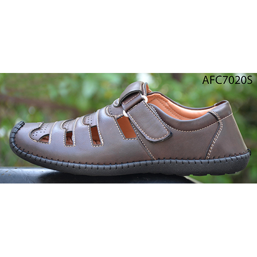 Mens Off Brown Leather Sandals