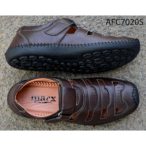 Mens Shiny Brown Leather Sandals