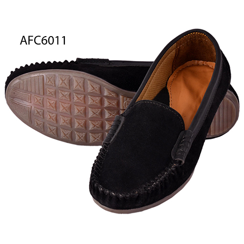 Mens Black Rough Leather Loafers