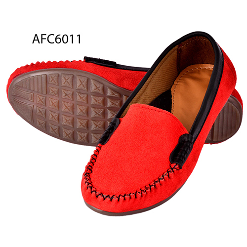 Mens Red Rough Leather Loafers