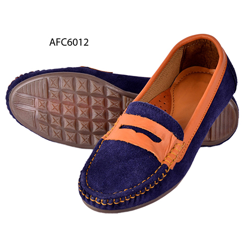 Mens Blue Rough Leather Loafers