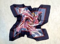 Silk Scarf - 50x180 cm, Pink Floral Print Design | Lightweight Medium Length for Daily Spring & Summer Wear