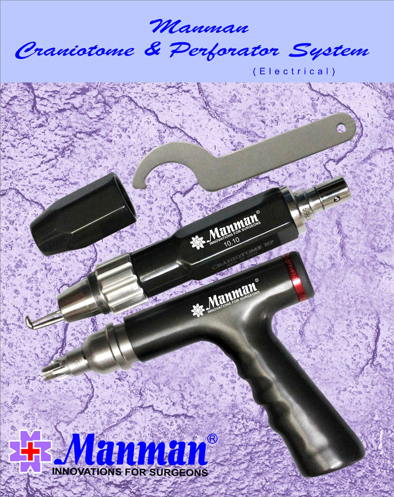 Manman Craniotome handpiece for neuro surgery  -  ( with set of 5 cutters)