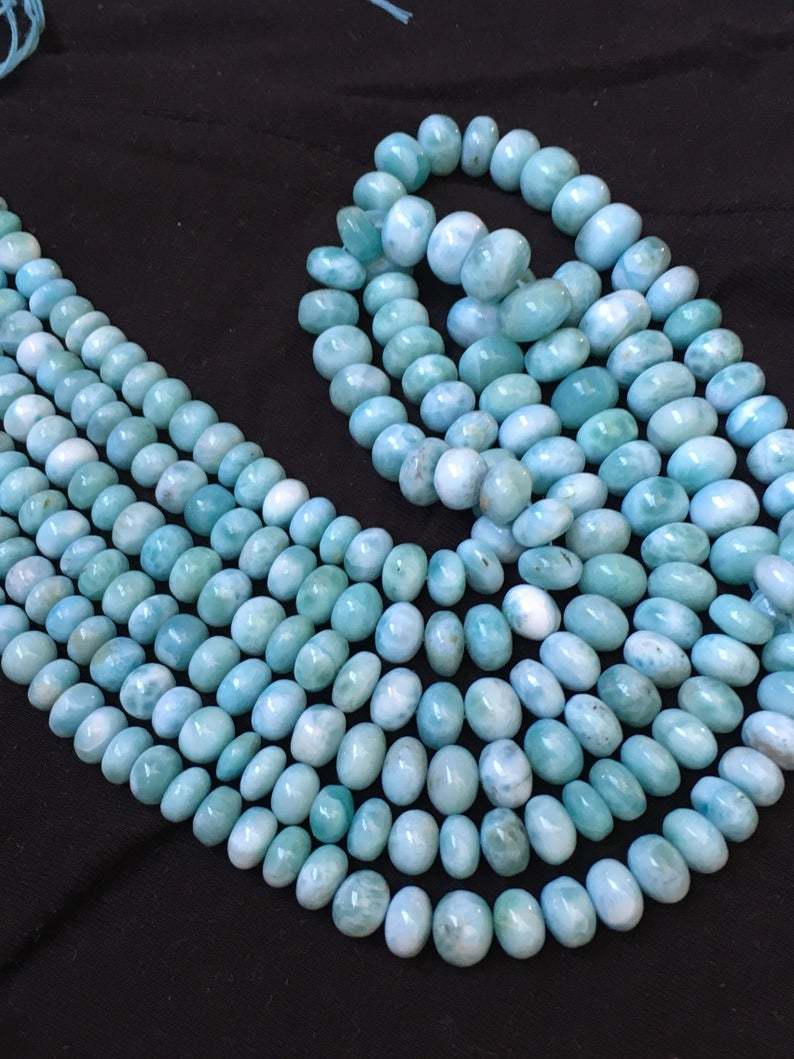 10 inch On sale Beautiful AAA larimar smooth rondelle beads,larimar beads,6-11mm