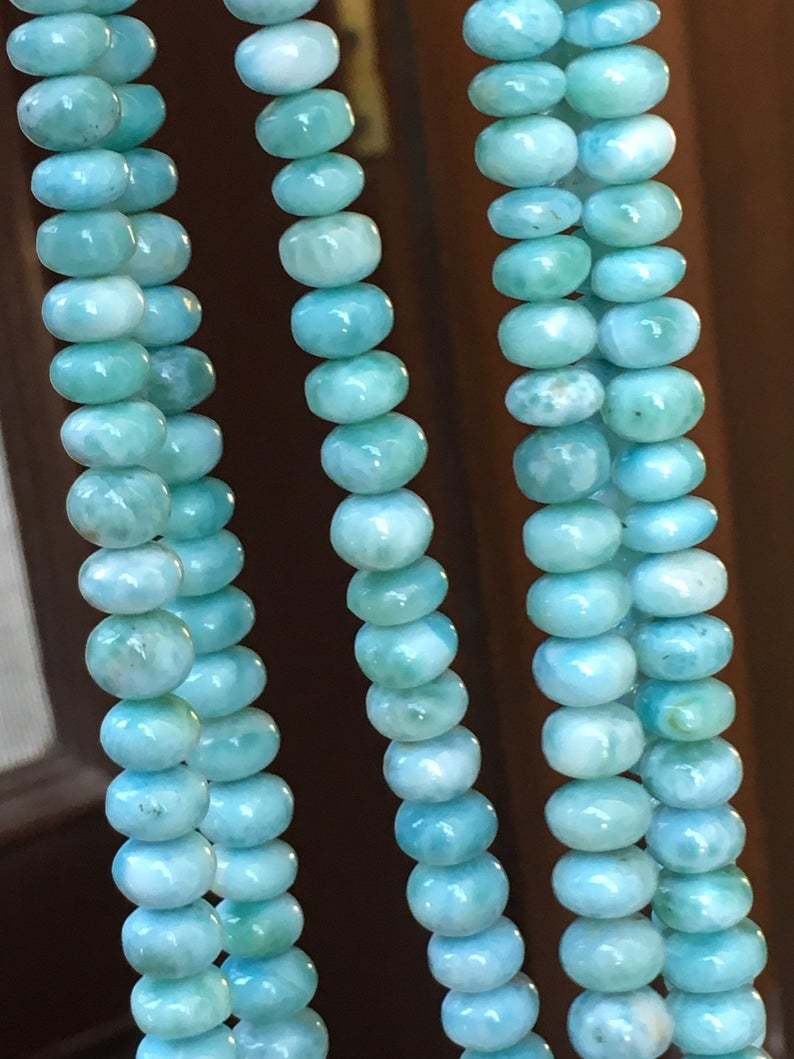 10 inch On sale Beautiful AAA larimar smooth rondelle beads,larimar beads,6-11mm