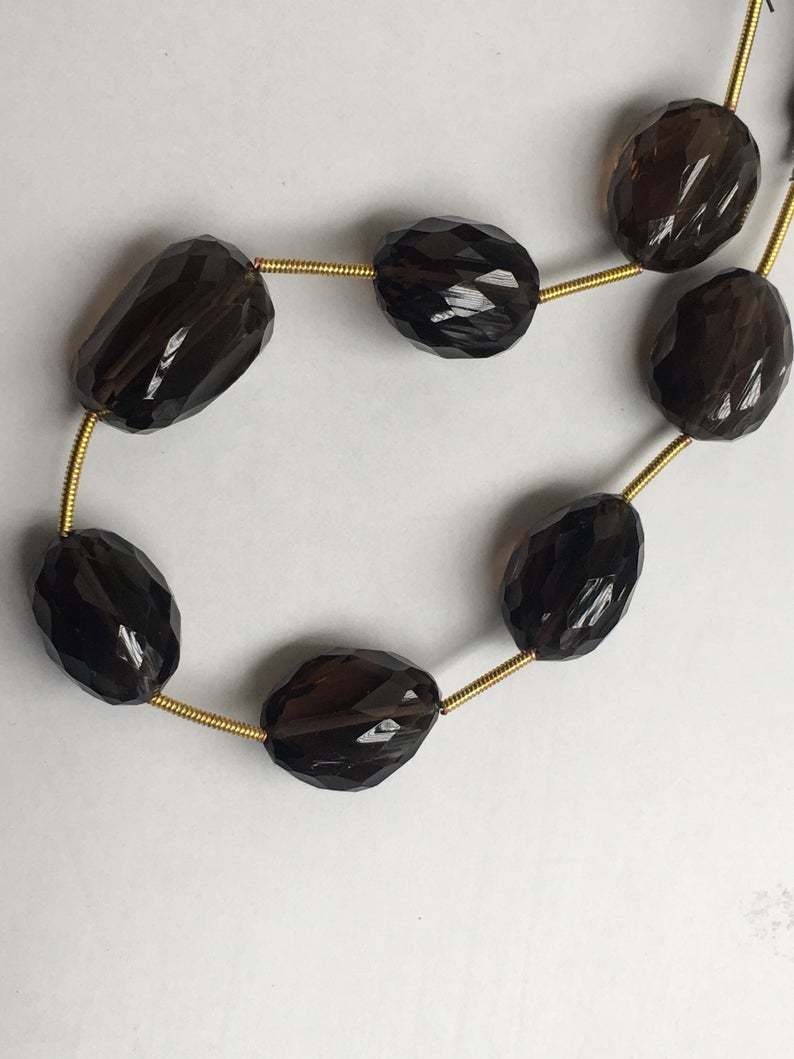 AAA 7 piece smokey nuggets concave cut beads,smokey faceted concave cut beads