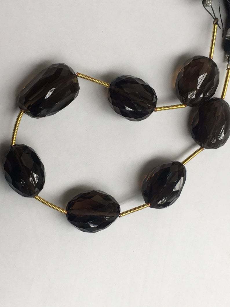AAA 7 piece smokey nuggets concave cut beads,smokey faceted concave cut beads