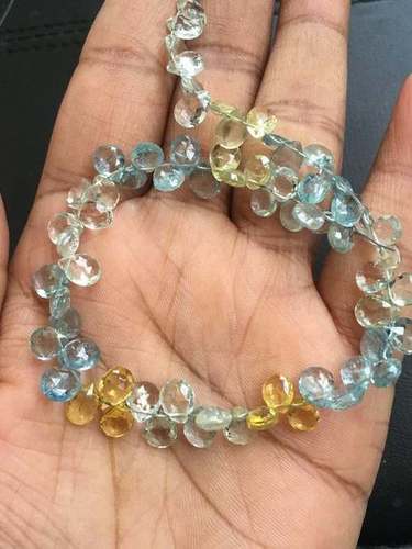 Finest beautiful quality natural multi aquamarine pear briolette|5/7mm|8 inch strand