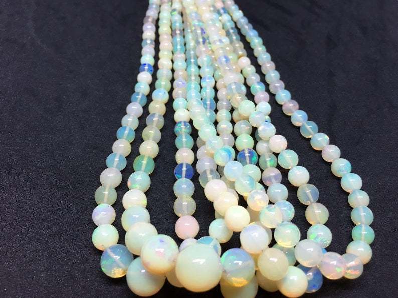 Big Size Ethiopian Opal Plain Round Beads, 5-7.30mm, 17 Inches Strand
