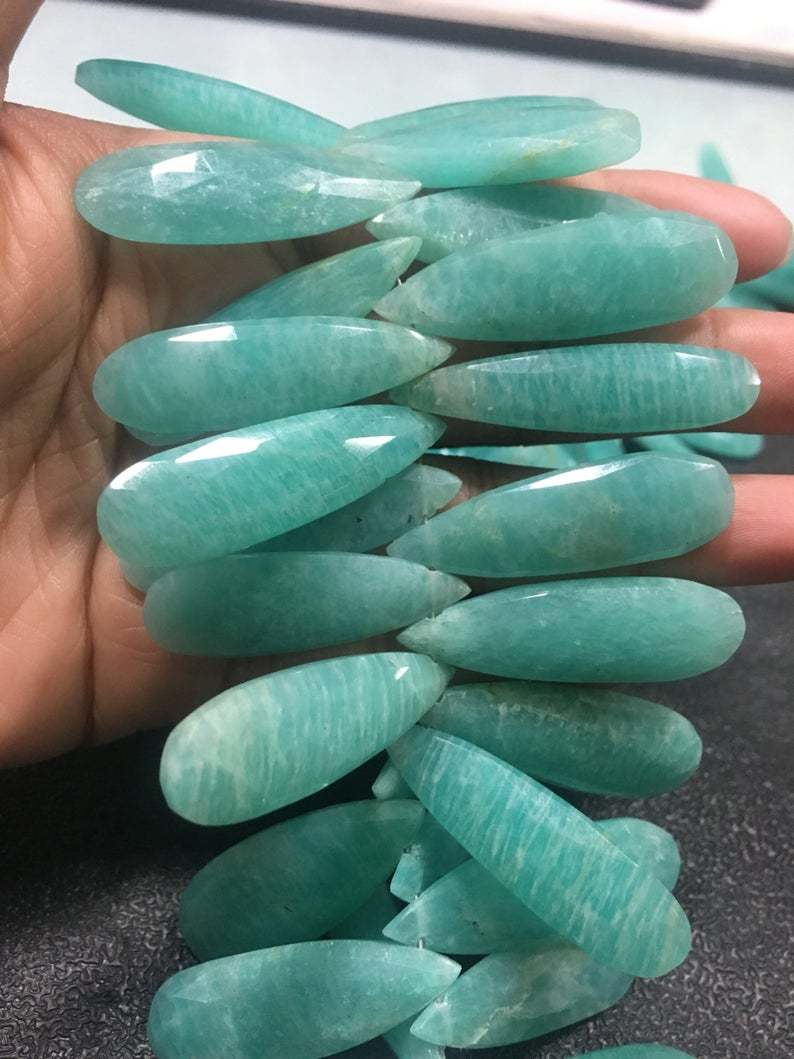 Amazonite Pear Shaped Faceted Beads, 10/30mm, 8 Inches Strand