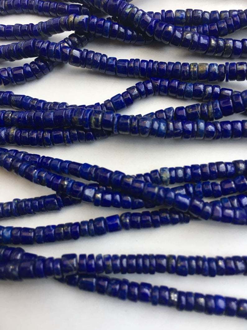 Natural Lapis heishi tyre beads ,lapis 5-6mm disc beads 13 inch