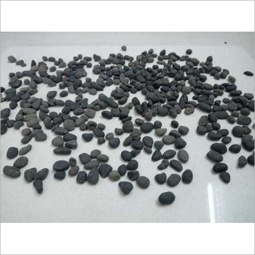 Natural Supper Round 3-6 Mm Size Jet Black Pebbles Stone Solid Surface