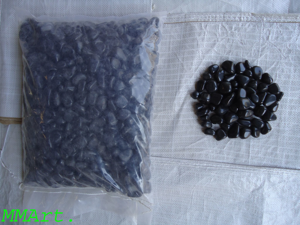 natural supper round 3-6 mm size jet black pebbles stone