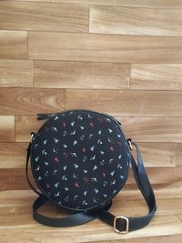 Black Round Sling Hand Bags