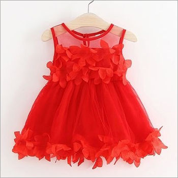 Girls Red Party Wear Frock