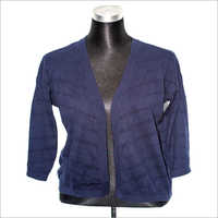 Short Woolen Shrug - Superior Quality Wool, V-shape Neck Design , Eye-catchy Blue Color, Shrink Proof And Lightweight