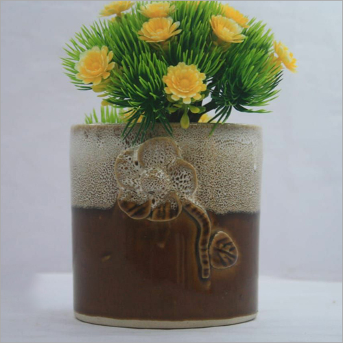 Engraved Ceramic Flower Planter