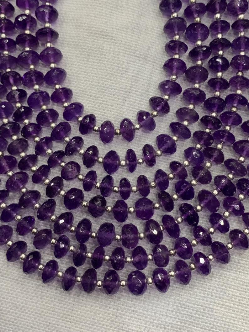 14 inches Amethyst rondelle faceter beads 7-7.5mm,amethyst beads