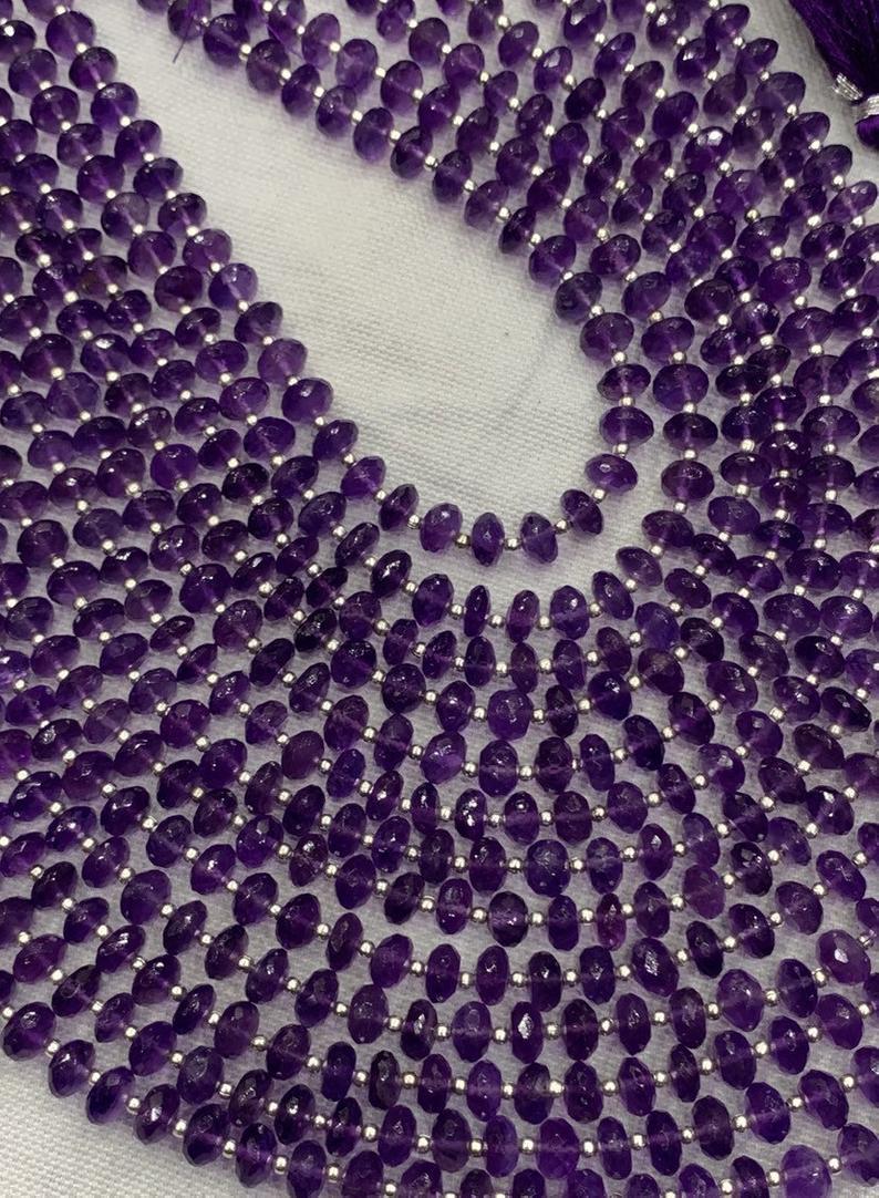 14 inches Amethyst rondelle faceter beads 7-7.5mm,amethyst beads