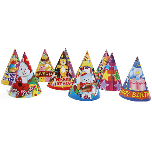 Paper Printed Birthday Cap - Paper Material, One Size Fits Most, Available in Different Colors | Ideal for Commercial Party Celebrations
