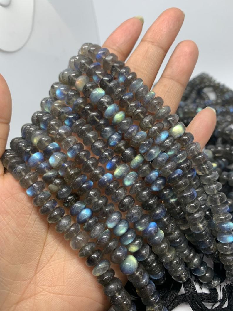 FULL blue fire 10inch labradorite smooth rondelle beads 8mm,labradorite beads,high quality blue labradorite