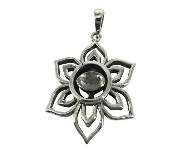 Flower Design Herkimer Diamond 925 Silver Gemstone Pendantt