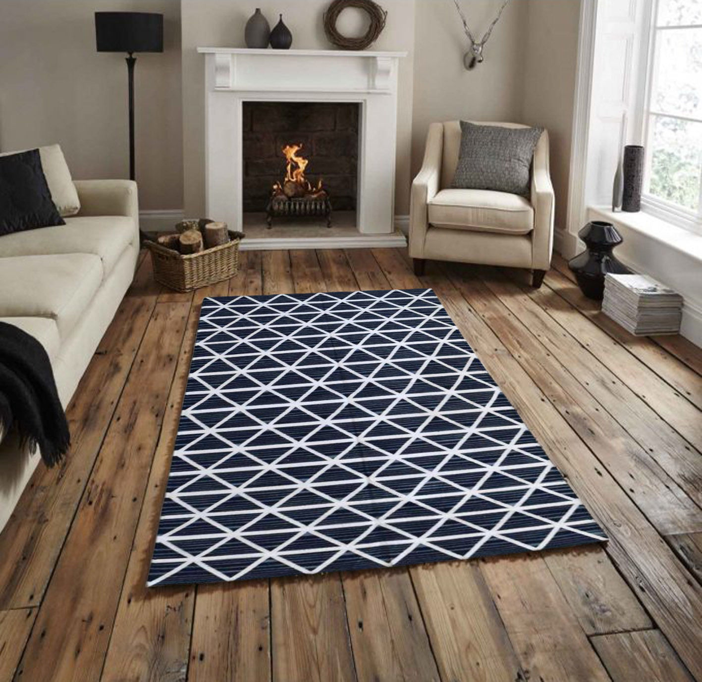 Geometrical Cotton Flat Weave Rug