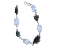 Fashion Moldavite & Satyaloka Stone 925 Silver Pendant
