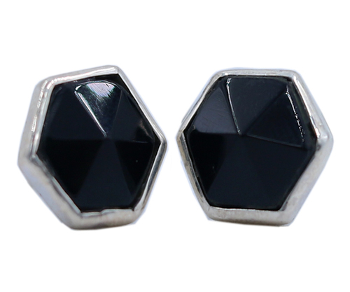 Black Onyx 925 Silver Gemstone Stud Earring Weight: 6 Gms Grams (G)
