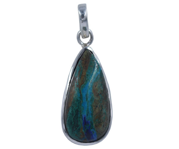 Chrysocolla Malachite 925 Silver Gemstone Pendant