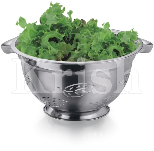 German Colander with Leaves Cutting & Riveted pipe Handle