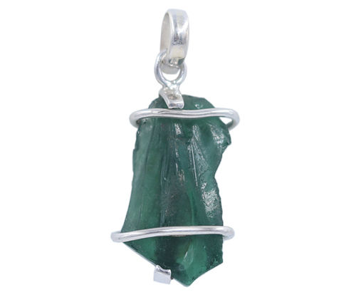 Green Tektite Stone 925 Silver Pendant